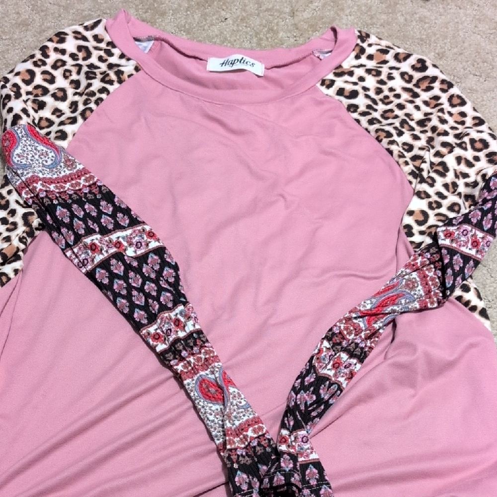 Highies Women's Pink and Patterned Long Sleeve Top